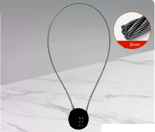 熱推鋼絲密碼小型掛鎖（鋼絲繩掛鎖-黑色-長50釐米-三位密碼）（鋼纜長500mm）