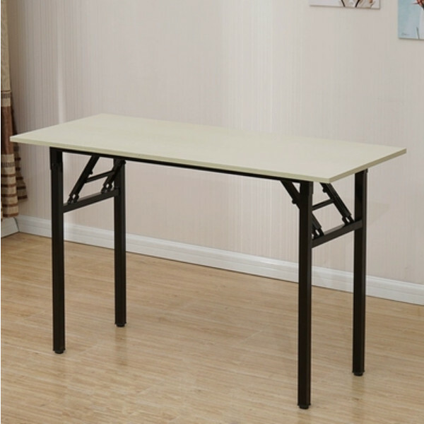 Hot selling folding table conference table study table computer table dining table white + black feet (single layer) 100x40x75cm