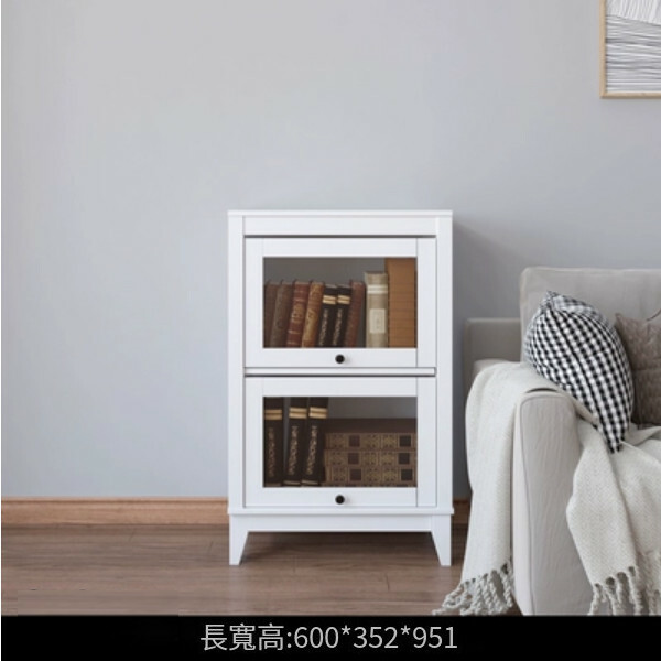 熱推美式書櫃,玻璃門書架,客廳組合櫃,酒櫃 (2門600x352x951mm)白色