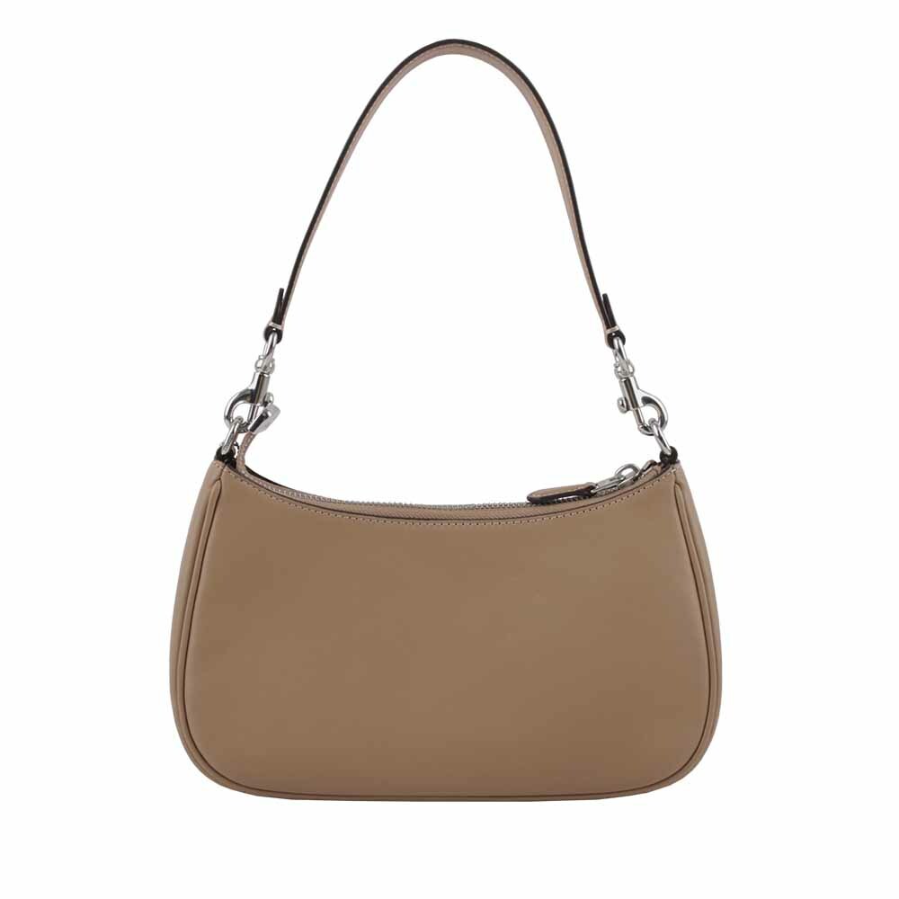 【COACH】Teri 銀釦縫線標誌平滑皮革二用包(奶茶色) CR099 SVTP