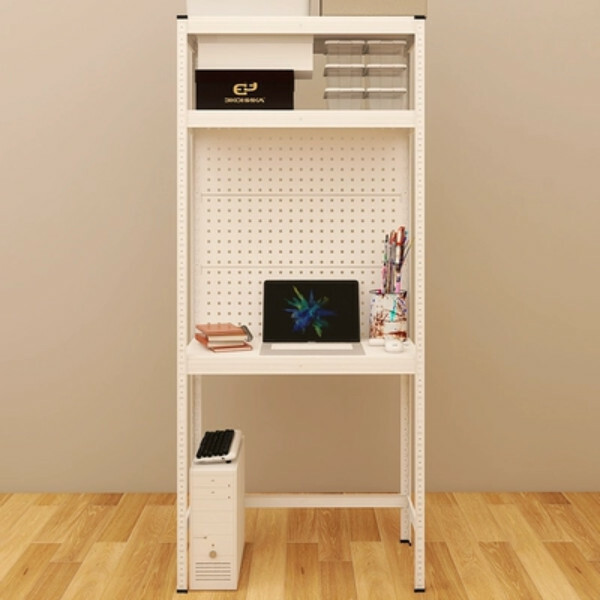 Hot selling iron color combination cabinet bookshelf desk computer desk dressing table study table [white perforated board desk] 3 layers 40x80x193.8cm