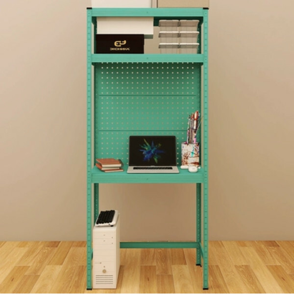 Hot selling iron color combination cabinet bookshelf desk computer desk dressing table study table [blue perforated board desk] 3 layers 40x80x193.8cm