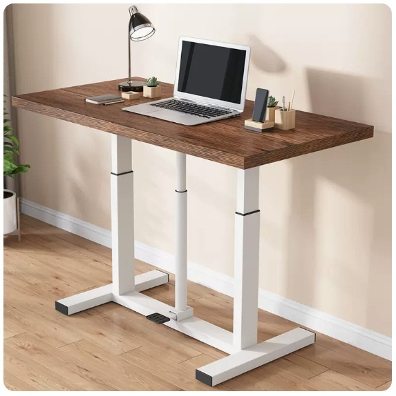 Hot Selling Lift Computer Desk Dressing Table TV Stand Multi-Purpose Design (Fantasy Color) White Frame + Foot Pressure Lift 140x70cm