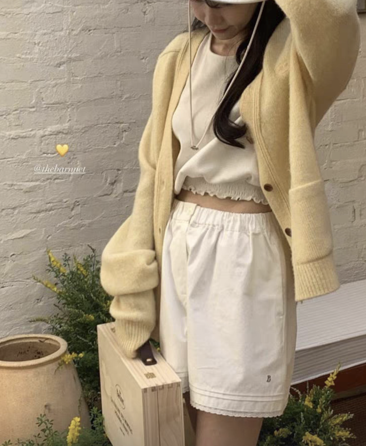 正韓 - The Barnet 寬鬆休閒顯瘦高腰花邊短褲女