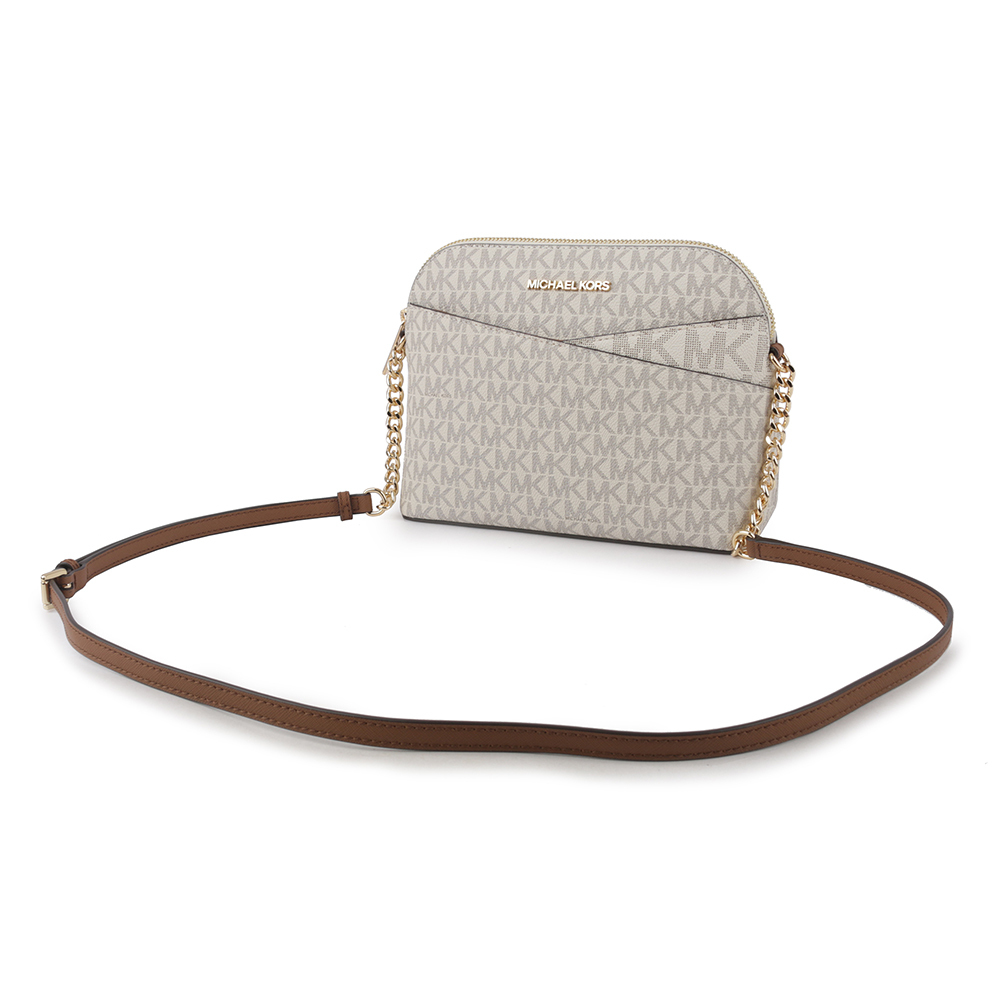 【Michael Kors】金字滿版塗層帆布口袋貝殼包(香草白) 35F1GTVC6B VANIL