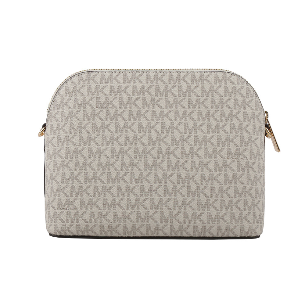 【Michael Kors】金字滿版塗層帆布口袋貝殼包(香草白) 35F1GTVC6B VANIL