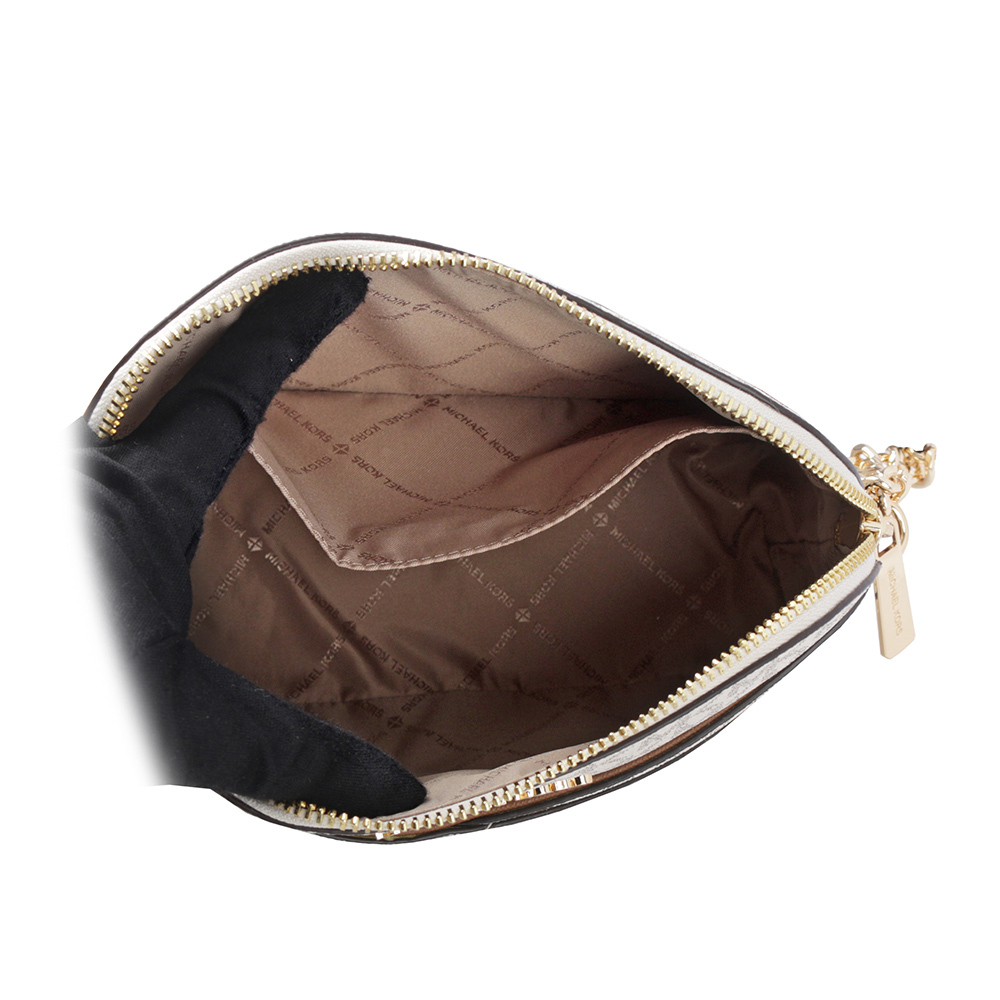 【Michael Kors】金字滿版塗層帆布口袋貝殼包(香草白) 35F1GTVC6B VANIL