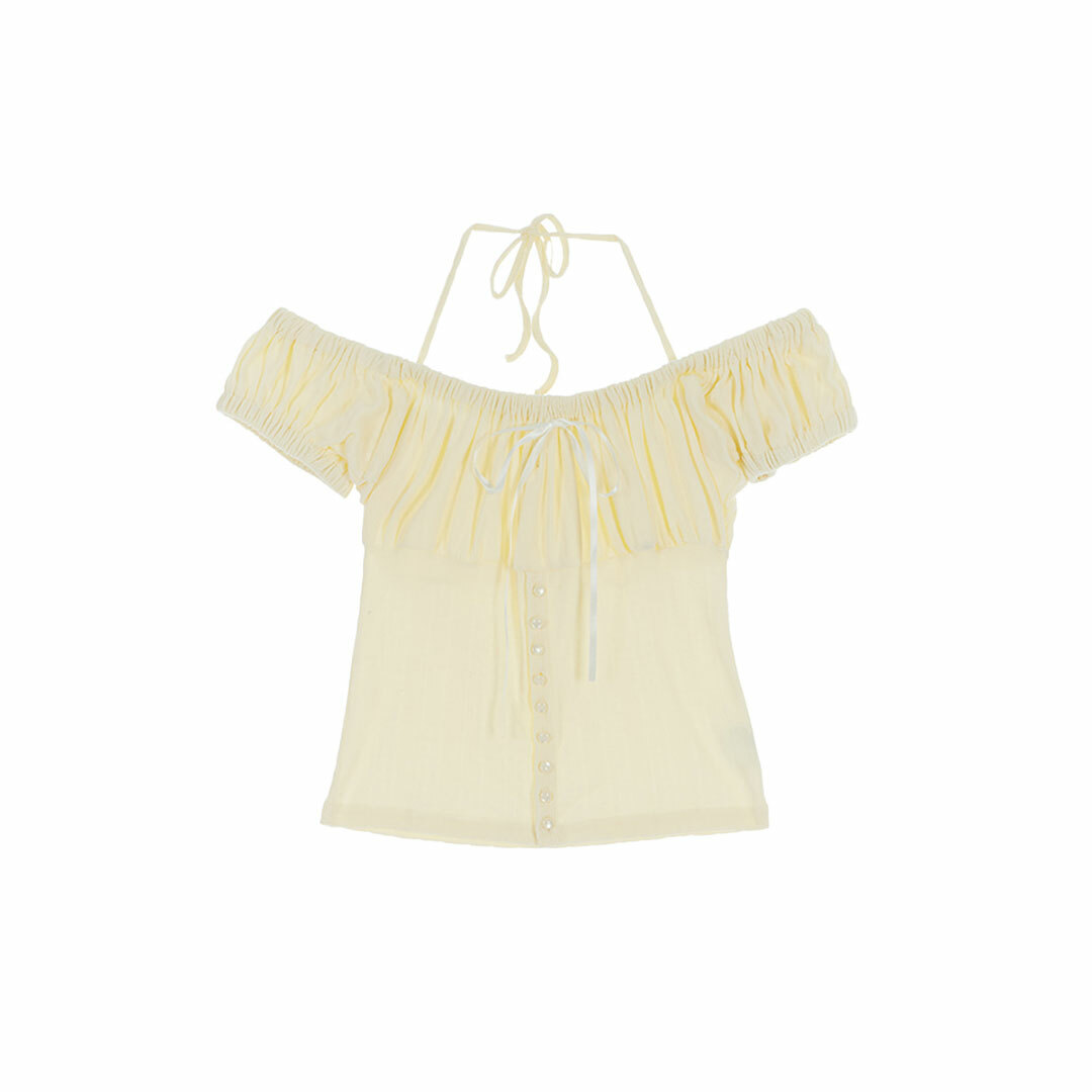 Rose Frantz】【網店限定】Shirring Holter Off Shoulder T-shirt