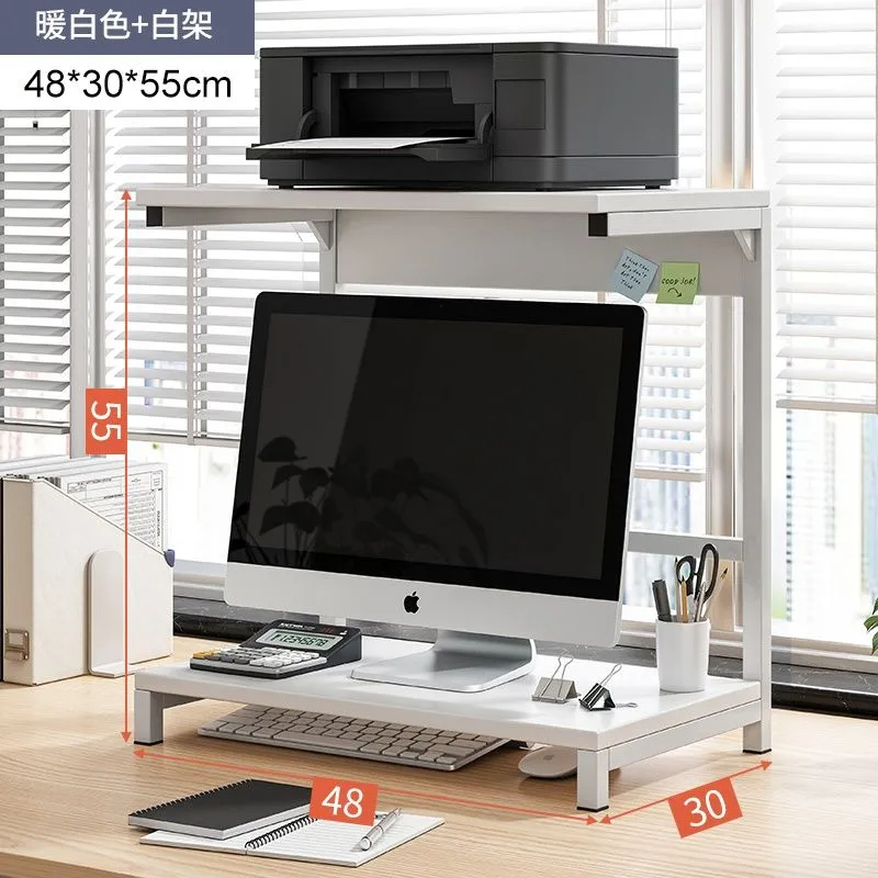 Hot selling storage rack storage rack computer desk desktop desk bracket 48x30x55cm (white + white shelf)