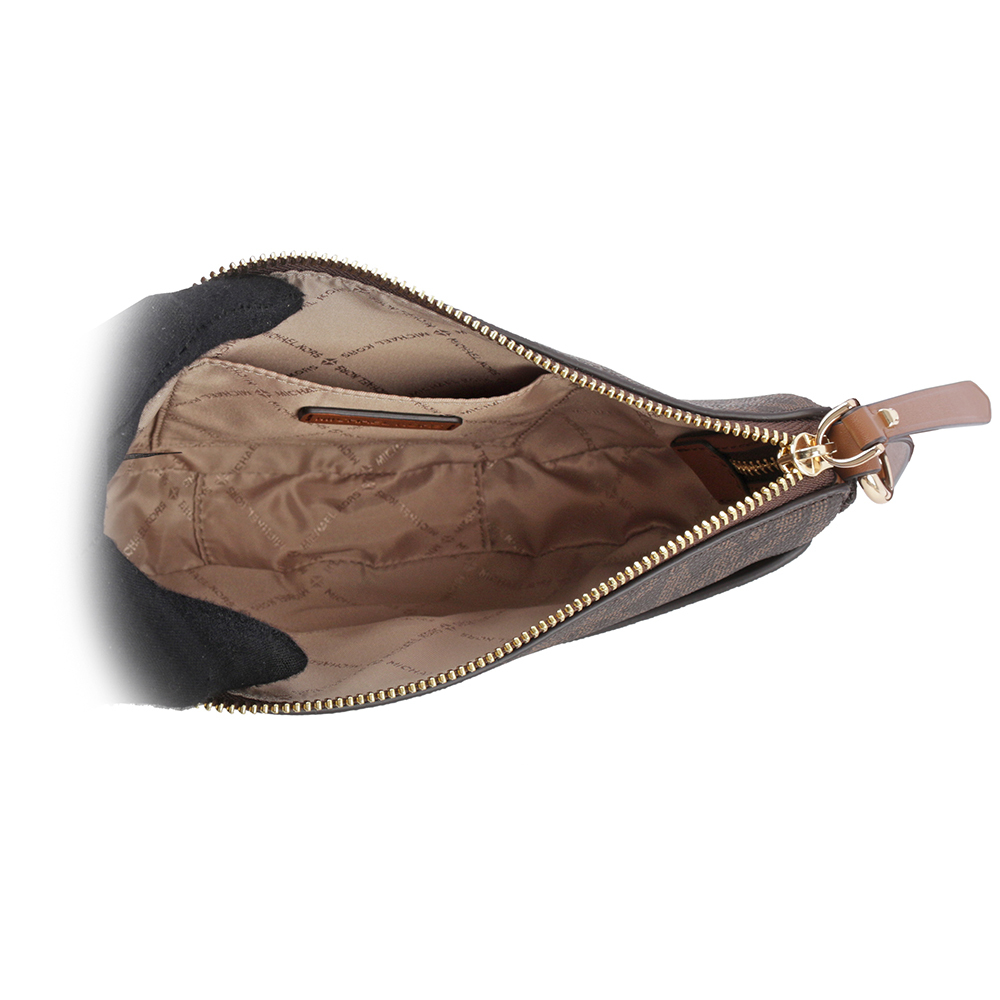【Michael Kors】Dover 金字版滿塗層帆布半月形斜背包(咖啡色) 35R3G4DC5B BROWN