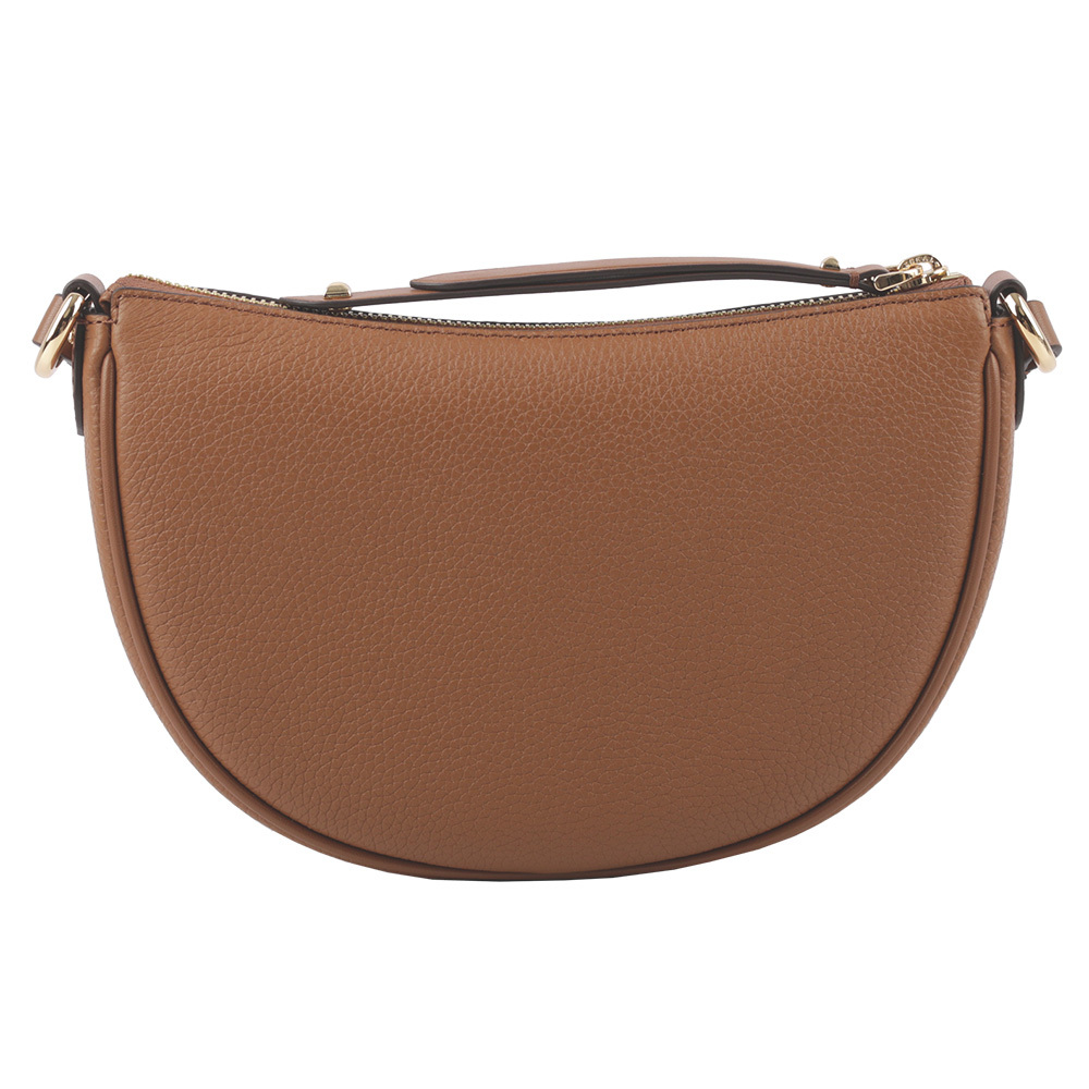 【Michael Kors】Dover 金字荔枝皮革半月形斜背包(焦糖色) 35R3G4DC5L LUGGA