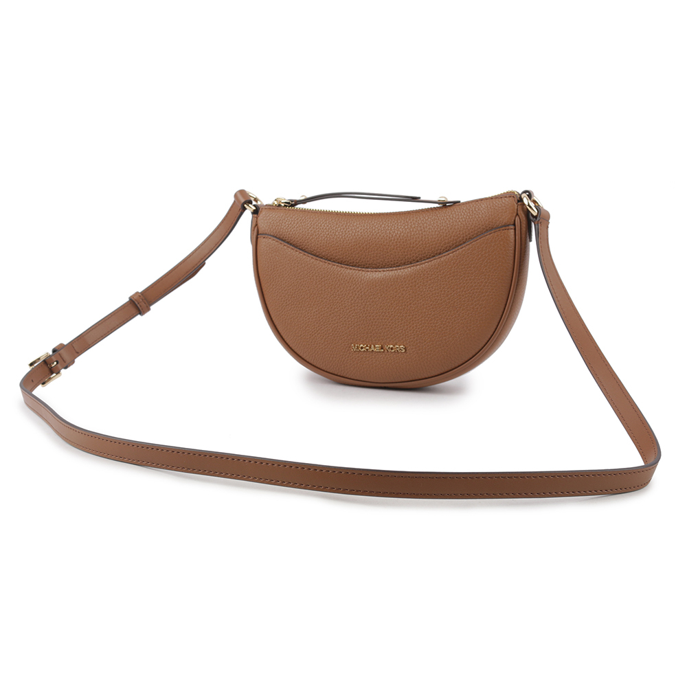 【Michael Kors】Dover 金字荔枝皮革半月形斜背包(焦糖色) 35R3G4DC5L LUGGA