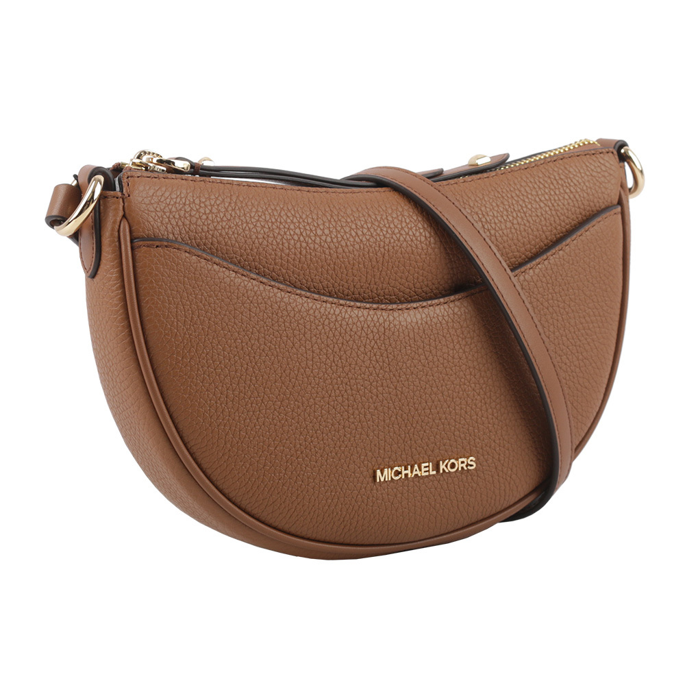 【Michael Kors】Dover 金字荔枝皮革半月形斜背包(焦糖色) 35R3G4DC5L LUGGA