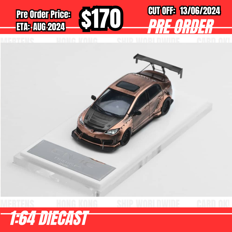 PO-$170 * Time Micro * 1:64 Honda Civic Type R FD2 Widy Body Bronze [OD06/06]