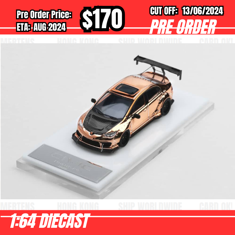 PO-$170 * Time Micro * 1:64 Honda Civic Type R FD2 Widy Body Rose Gold [OD06/06]