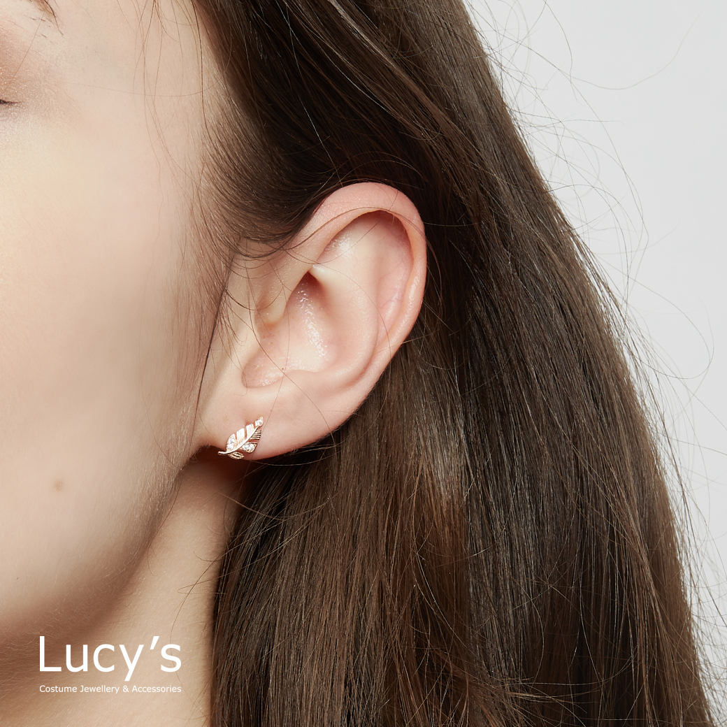 925純銀〔輕銀系列〕羽葉 耳環 (二色) (111700/111701)