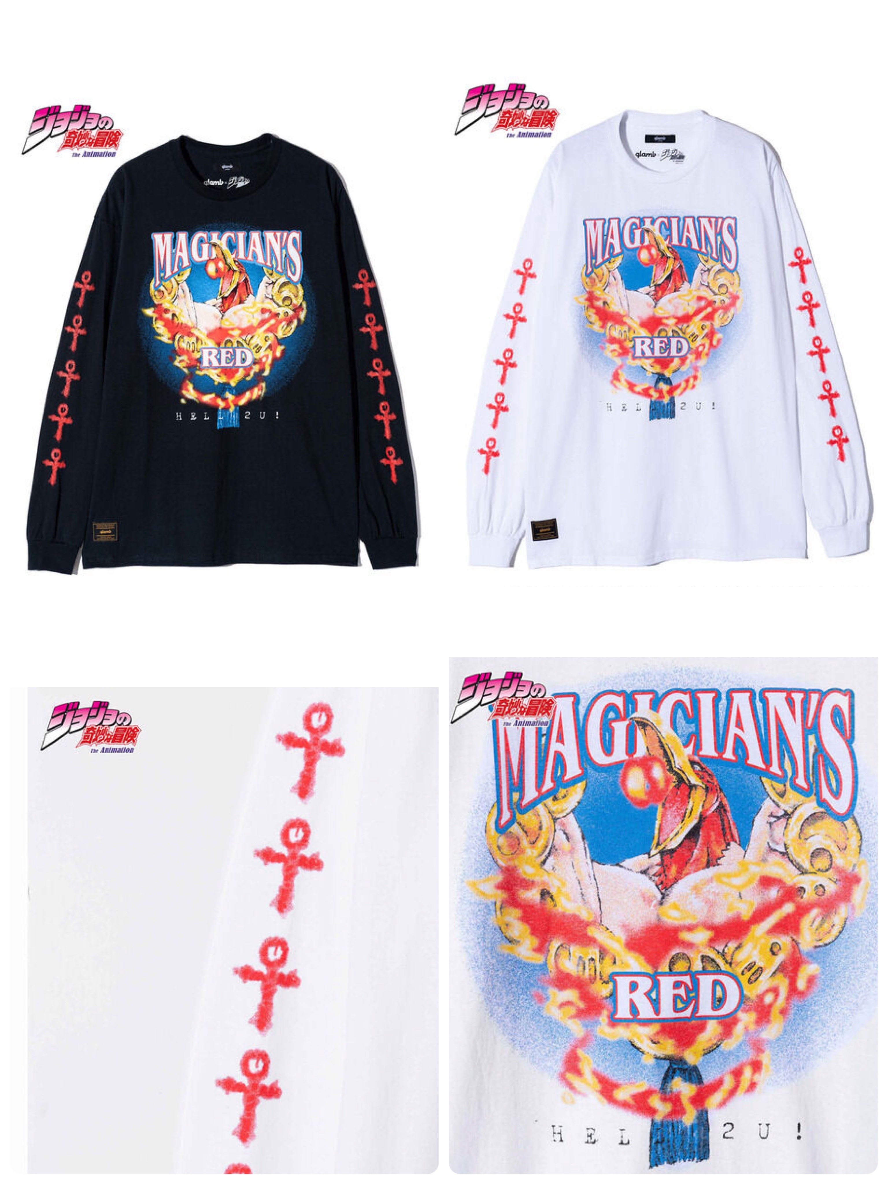 Pbandai 預訂2024/9月 ジョジョの奇妙な冒険 スターダストクルセイダース【glamb】ロングTシャツ　マジシャンズレッド⚠️⚠️熱賣款‼️落單前請先PM查詢貨源