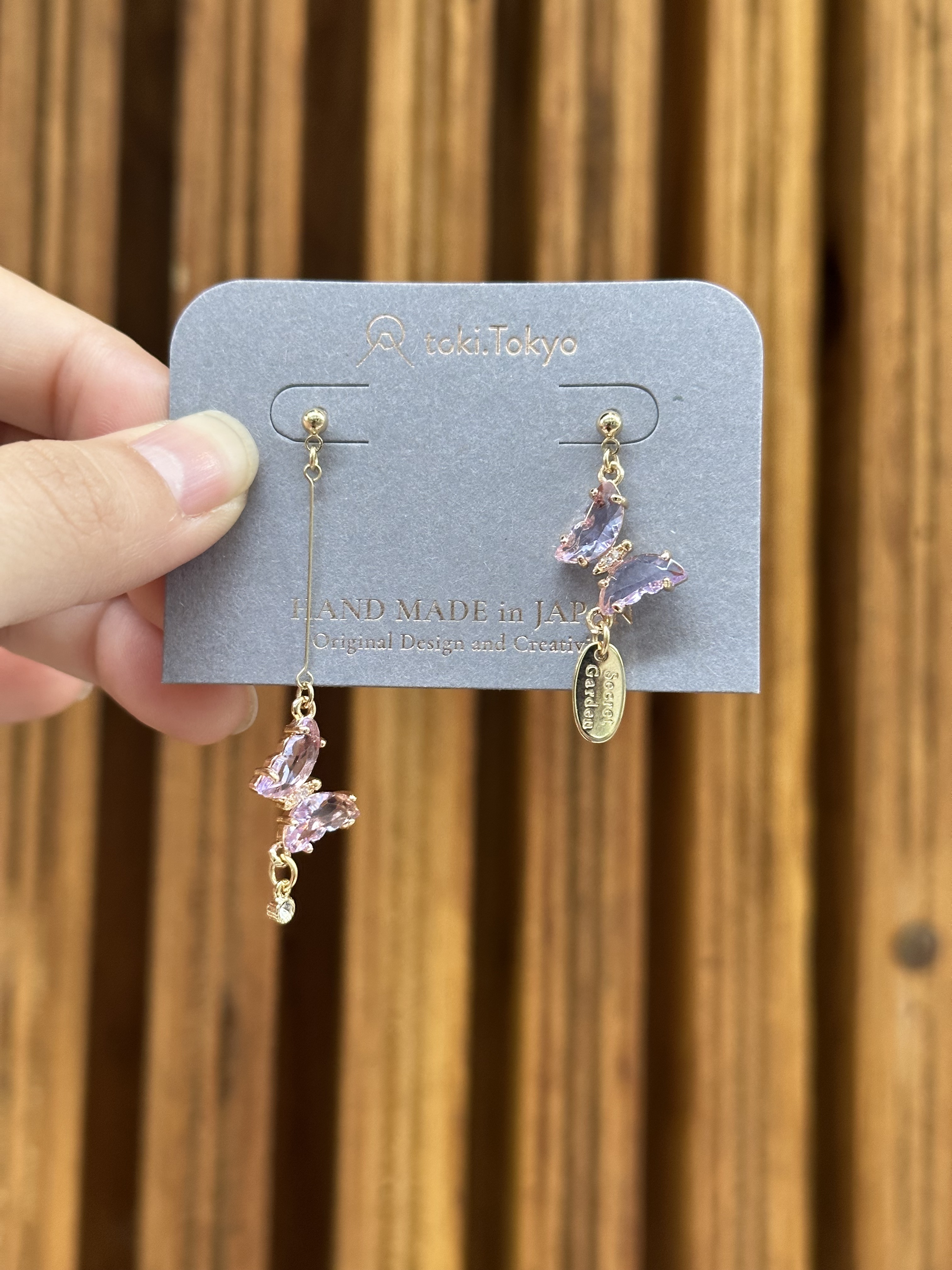 [secretgarden] 迷你蝴蝶寶石耳環 | 紫色 | 耳夾 | NO.25