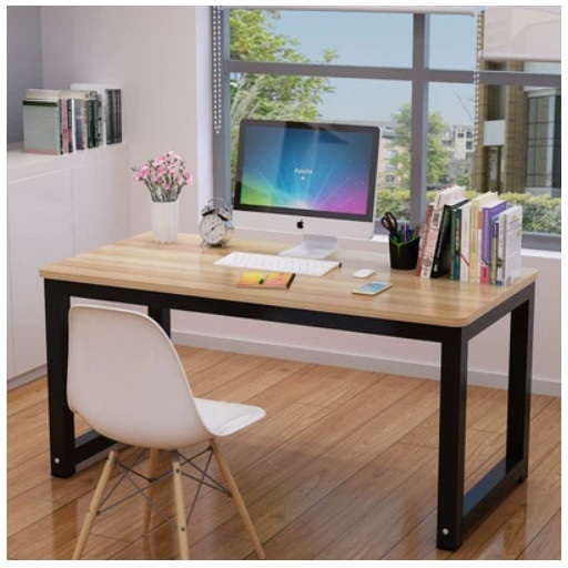 Hot selling computer desk simple desk home bedroom study table student desk simple office desk (light walnut + black feet) 100x50x74cm