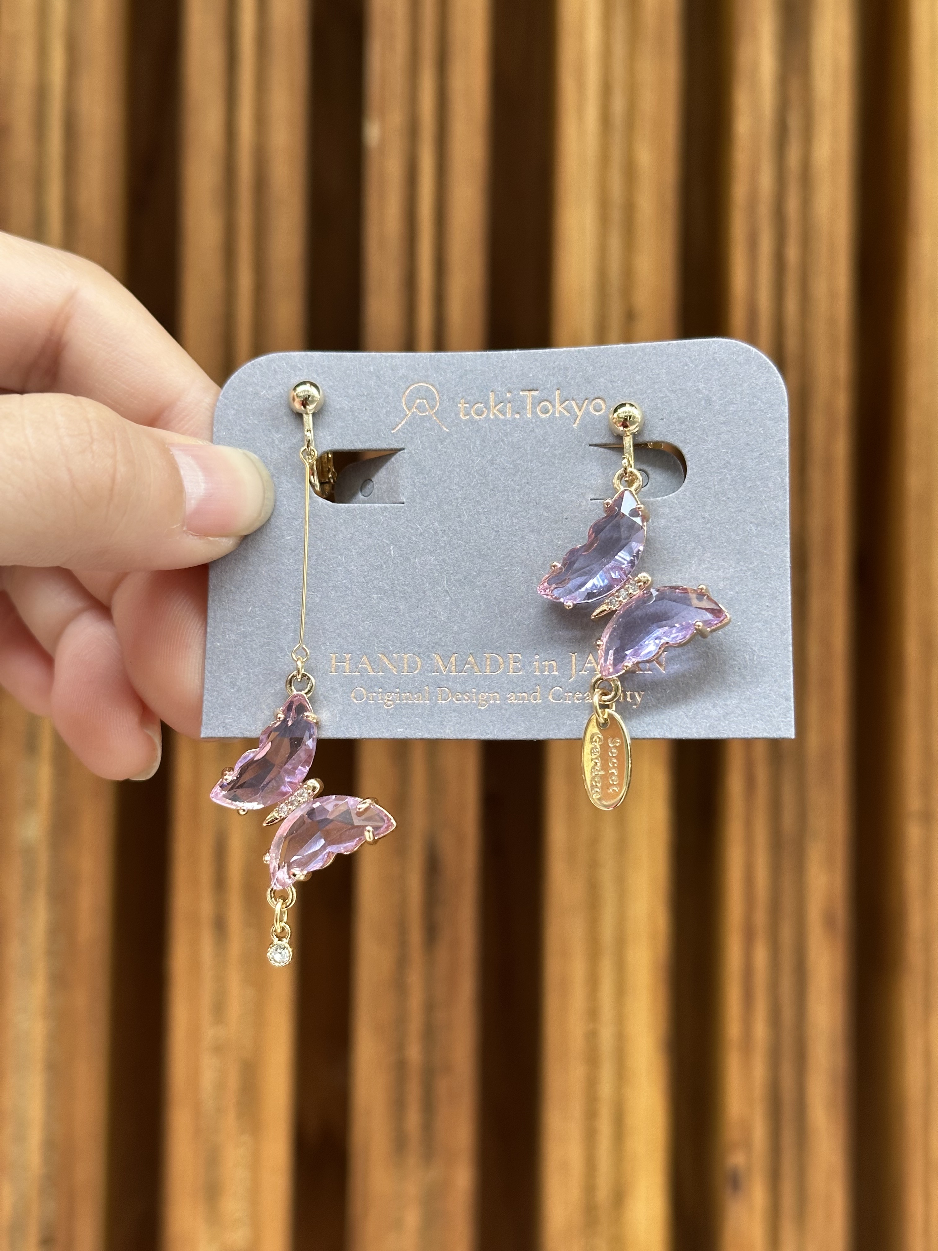 [secretgarden] 蝴蝶寶石耳環 | 紫色 | 耳夾 | NO.18