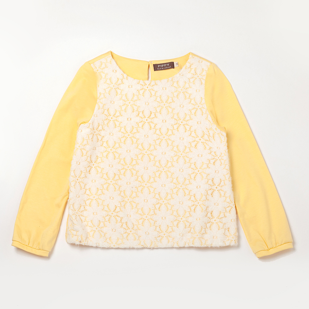 PIPPY冬日暖陽蕾絲棉質上衣 黃