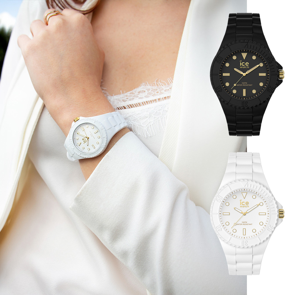 【ICE WATCH】Generation世代系列 深沉低調 星辰機芯 三針 矽膠腕錶 搶眼吸睛 燙金耀眼錶盤