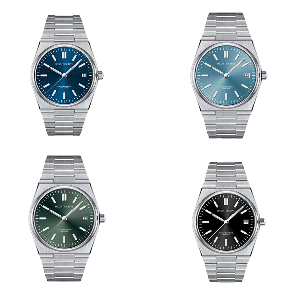 (預購)【SPECHT&SOHNE 施沛索恩】超級玩家系列 SP0003 酒桶型錶殼 太陽紋炫光錶盤 夜光 日期石英錶 手錶