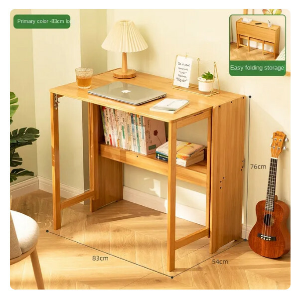 Hot Selling Folding Computer Desk Solid Wood Work Table Dressing Table Folding Dining Table (Wood Color 83cm)
