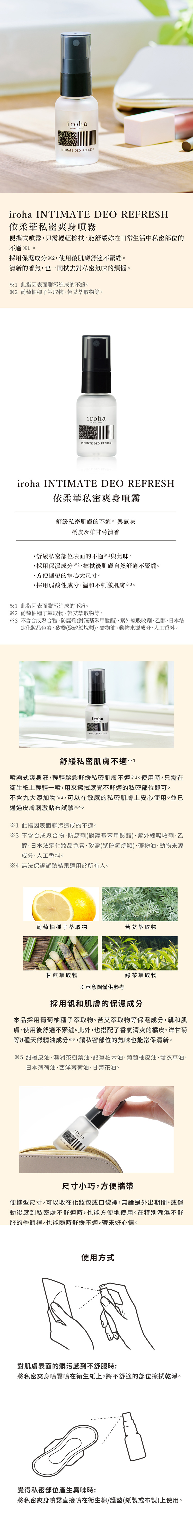 iroha INTIMATE DEO REFRESH 依柔華私密爽身噴霧-30ml