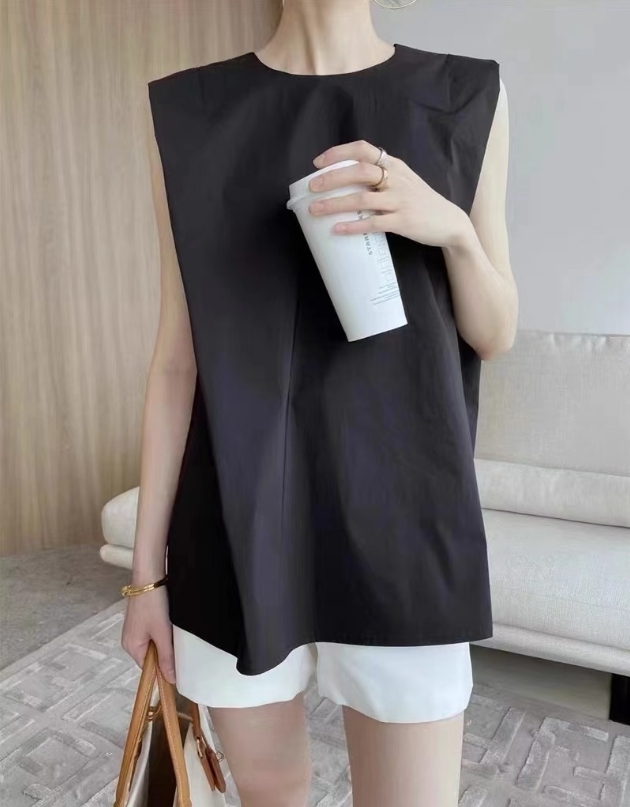 簡約背後扣設計無袖上衣 ( 三色 )