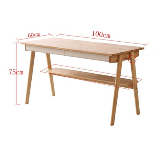 Hot selling solid wood desk, computer desk, shelf combination (raw wood color + white drawer) 100cm