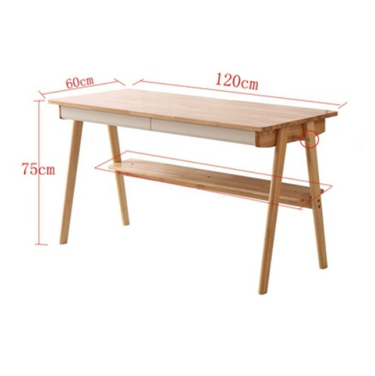 Hot selling solid wood desk, computer desk, shelf combination (raw wood color + white drawer) 120cm