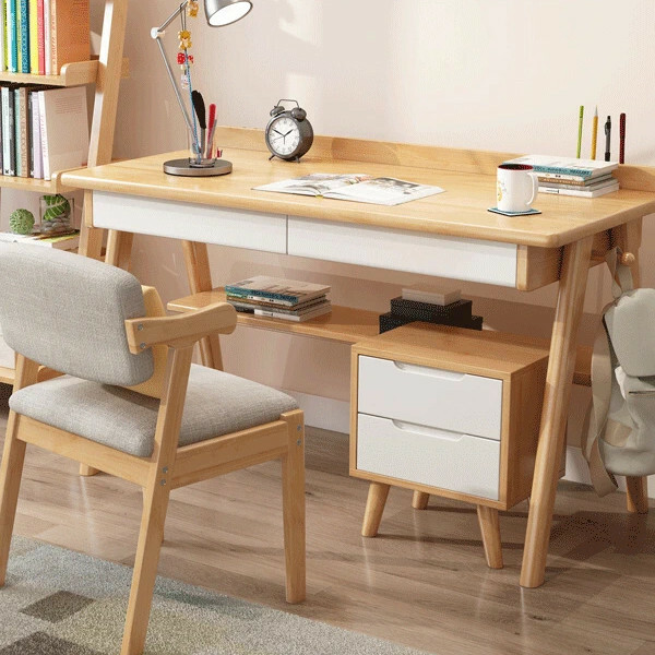 Hot selling Nordic solid wood combination (120cm table + chair + bedside table) solid wood color