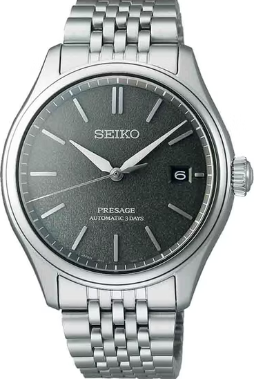 萬年鐘錶 - SEIKO Presage  絲綢感面盤不鏽鋼機械3日鍊男錶 SPB465J1 / 6R55-00H0D  錶徑40.2MM
