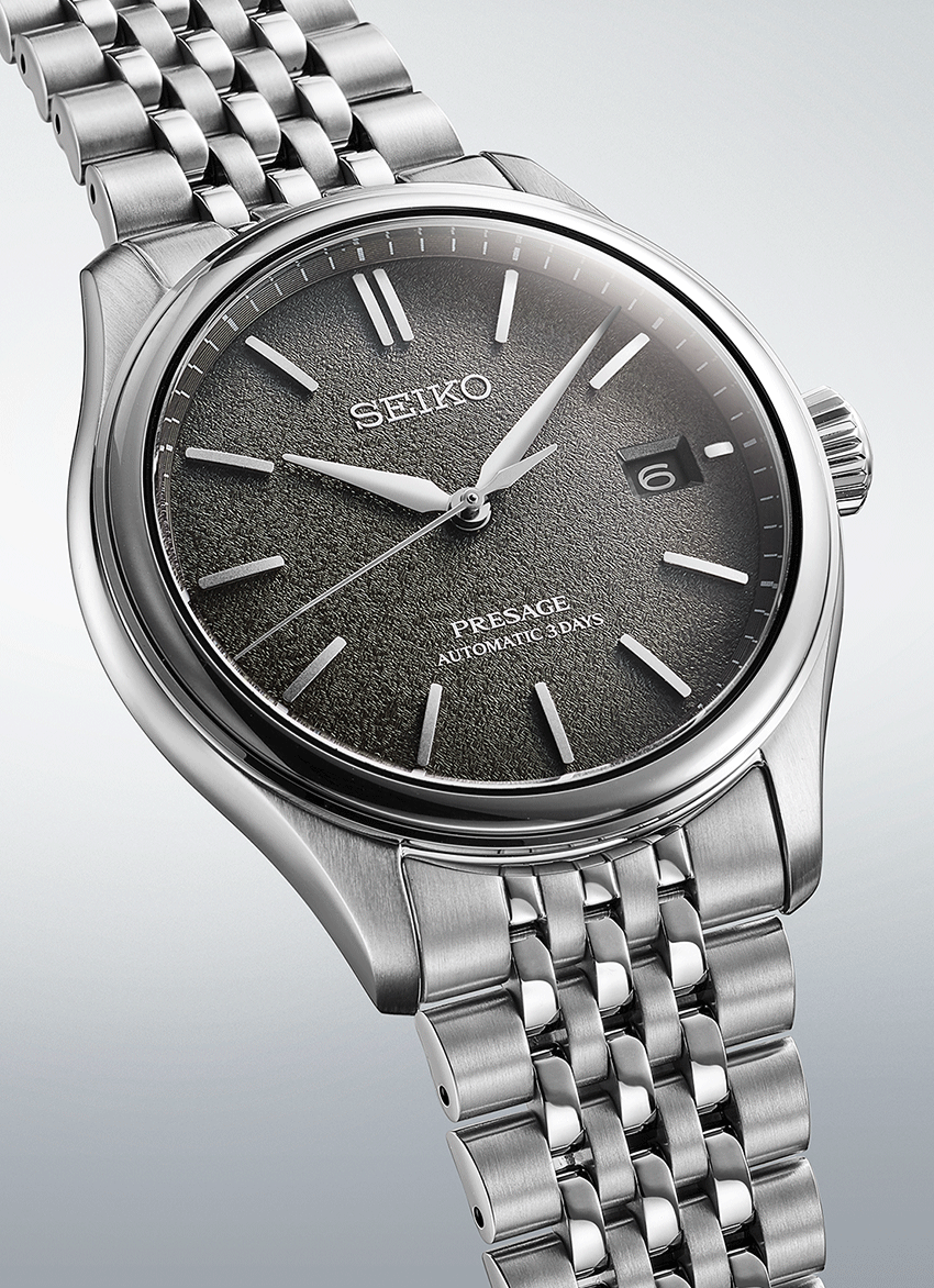 萬年鐘錶 - SEIKO Presage  絲綢感面盤不鏽鋼機械3日鍊男錶 SPB465J1 / 6R55-00H0D  錶徑40.2MM