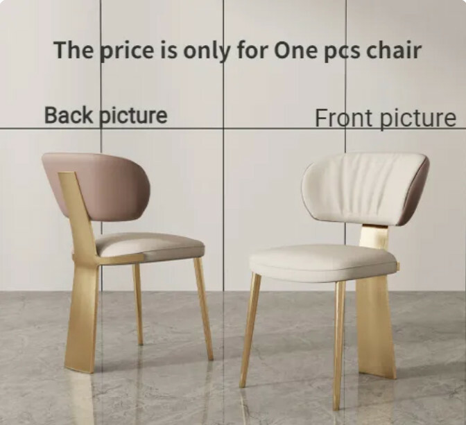 Popular light luxury modern dining chair stainless steel gold-plated base Nordic comfortable back chair One pcs gols