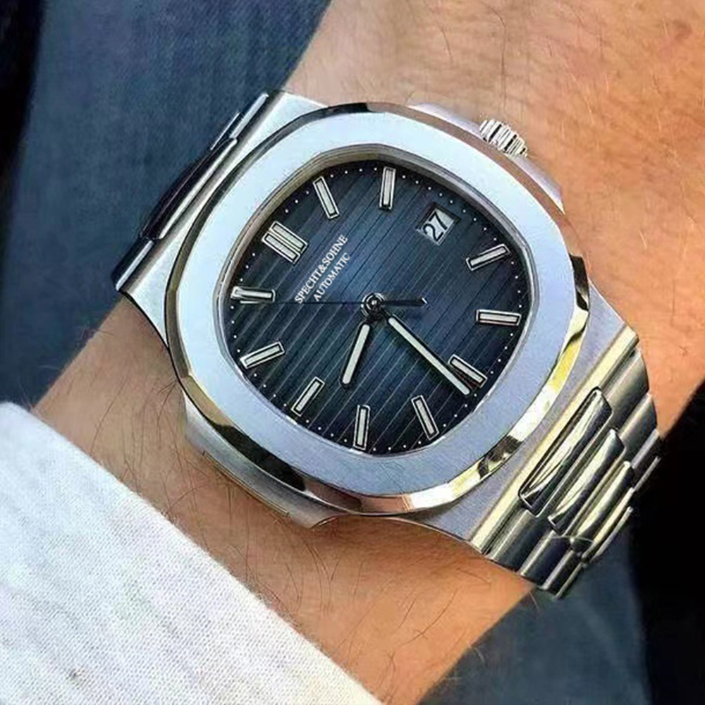 (預購)【SPECHT&SOHNE 施沛索恩】鸚鵡螺機械0010系列 SPS007 北歐潮流 條紋簡約 硬派硬核 方圓 機械錶 手錶
