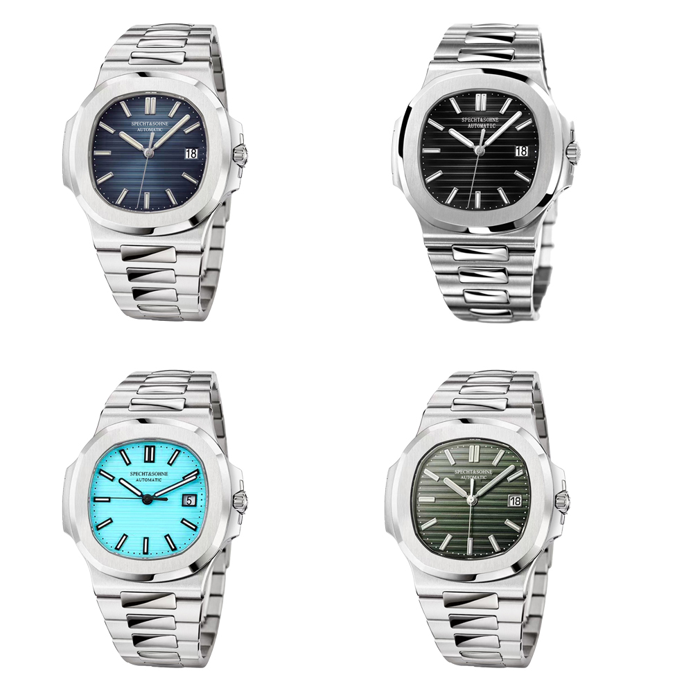 (預購)【SPECHT&SOHNE 施沛索恩】鸚鵡螺機械系列 SP0010 北歐潮流 條紋簡約 硬派硬核 方圓 機械錶 手錶