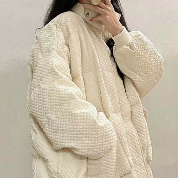 爆款立領羽絨棉服（杏色）（S/M/L/XL/2XL下單後與客服聯系發貨的尺碼）