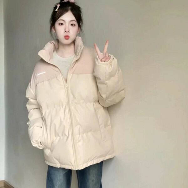 爆款pu皮棉服（粉色）（S/M/L/XL/2XL下單後與客服聯系發貨的尺碼）
