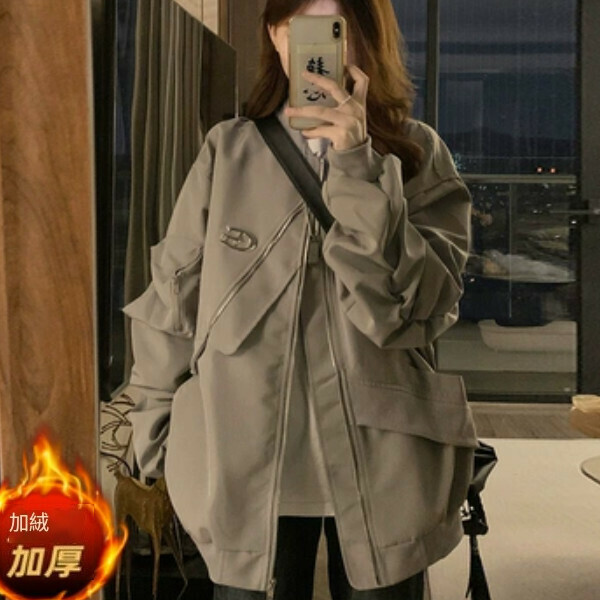爆款工裝夾克（灰色夾棉加厚）（S/M/L/XL/2XL下單後與客服聯系發貨的尺碼）