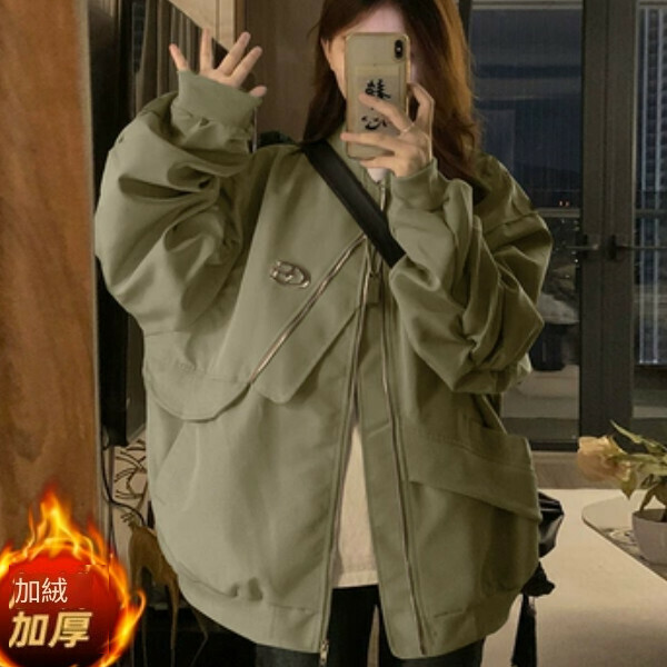 爆款工裝夾克（豆綠色夾棉加厚）（S/M/L/XL/2XL下單後與客服聯系發貨的尺碼）