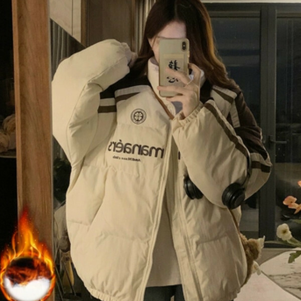 爆款撞色立領麵包（杏色）（S/M/L/XL下單後與客服聯系發貨的尺碼）