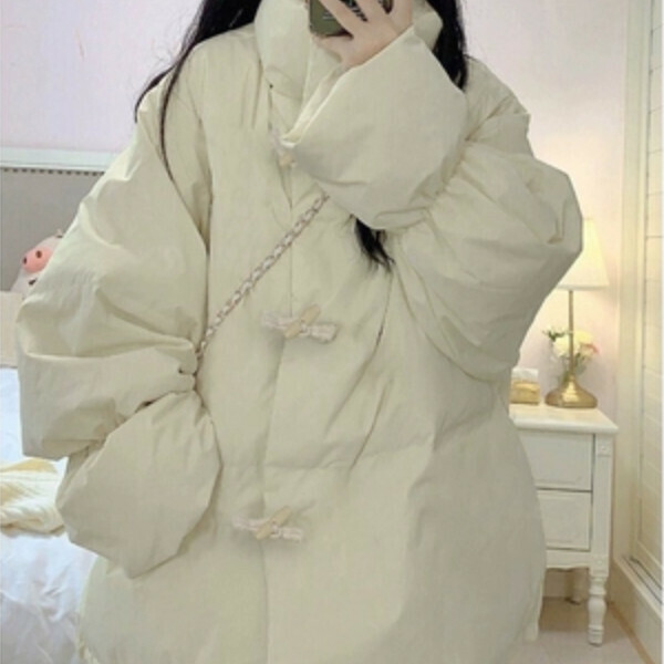 爆款溫柔風羽絨棉服（米白色）（S/M/L/XL/2XL下單後與客服聯系發貨的尺碼）