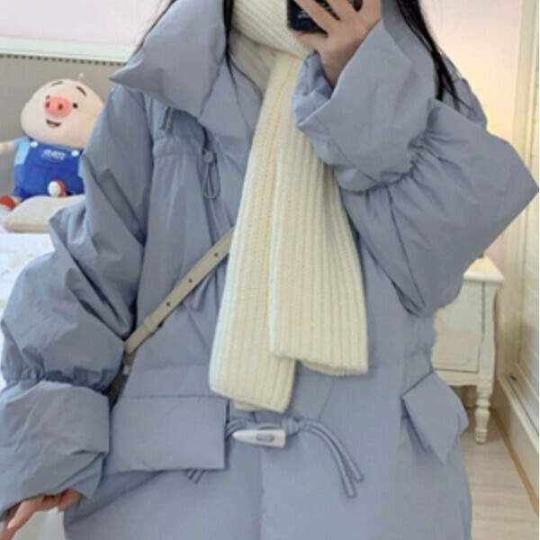 爆款溫柔風羽絨棉服（藍色）（S/M/L/XL/2XL下單後與客服聯系發貨的尺碼）
