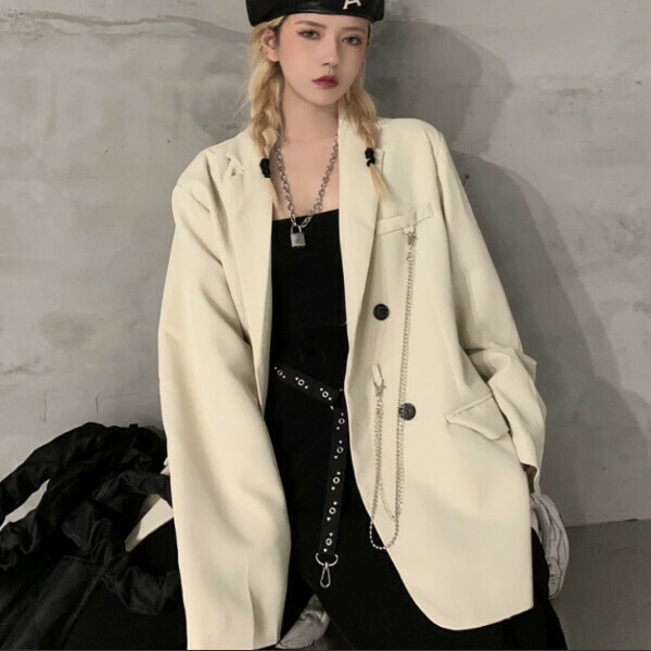 新款小西裝女(米白色)（M/LXL下單後與客服聯繫發貨的尺碼）