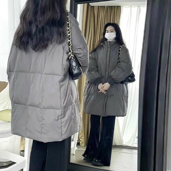 新款中長款羽絨棉服（灰色）（S/M/L/XL/2XL下單後與客服聯系發貨的尺碼）  
