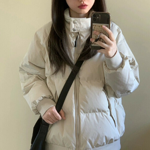 新款加厚棉服夾克（淺杏色）（S/M/L/XL/2XL下單後與客服聯系發貨的尺碼）      