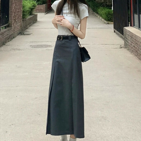 新款西裝半身裙（灰色）（S/M/L/XL下單後與客服聯系發貨的尺碼） 
