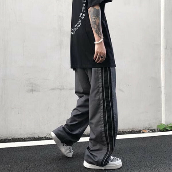 New Harajuku Reflective Lazy Style Sports Couple Pants [Gray S-2XL, please confirm the delivery size with customer service after placing the order]